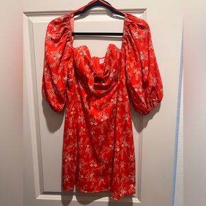Red floral tie front Pink Lily dress - 2XL